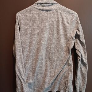 Gray Herringbone Long Sleeve Top